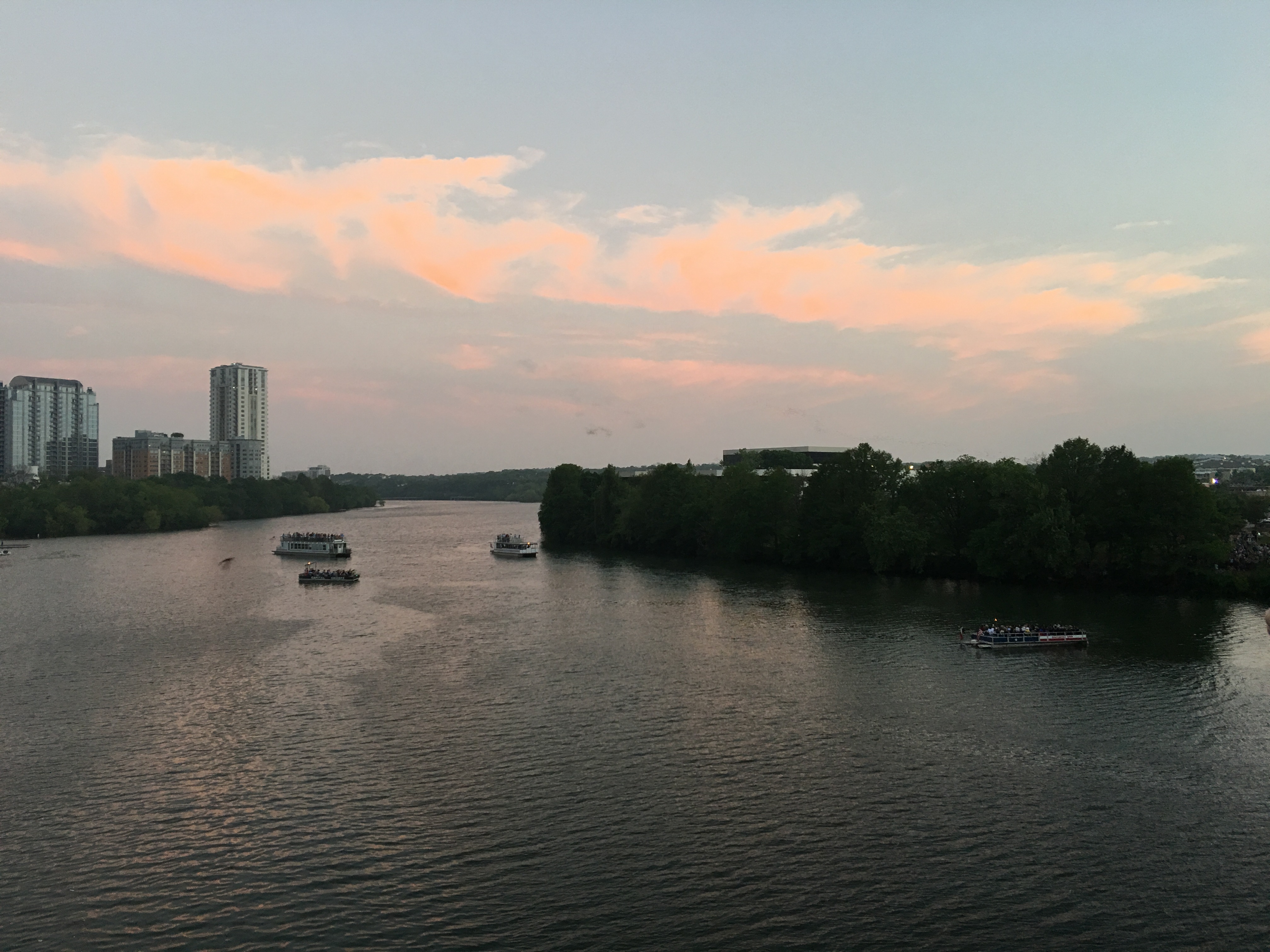 The warm evening sky created the dramatic backdrop for one of Austin&rsquo;s most memorable natural spectacles.
