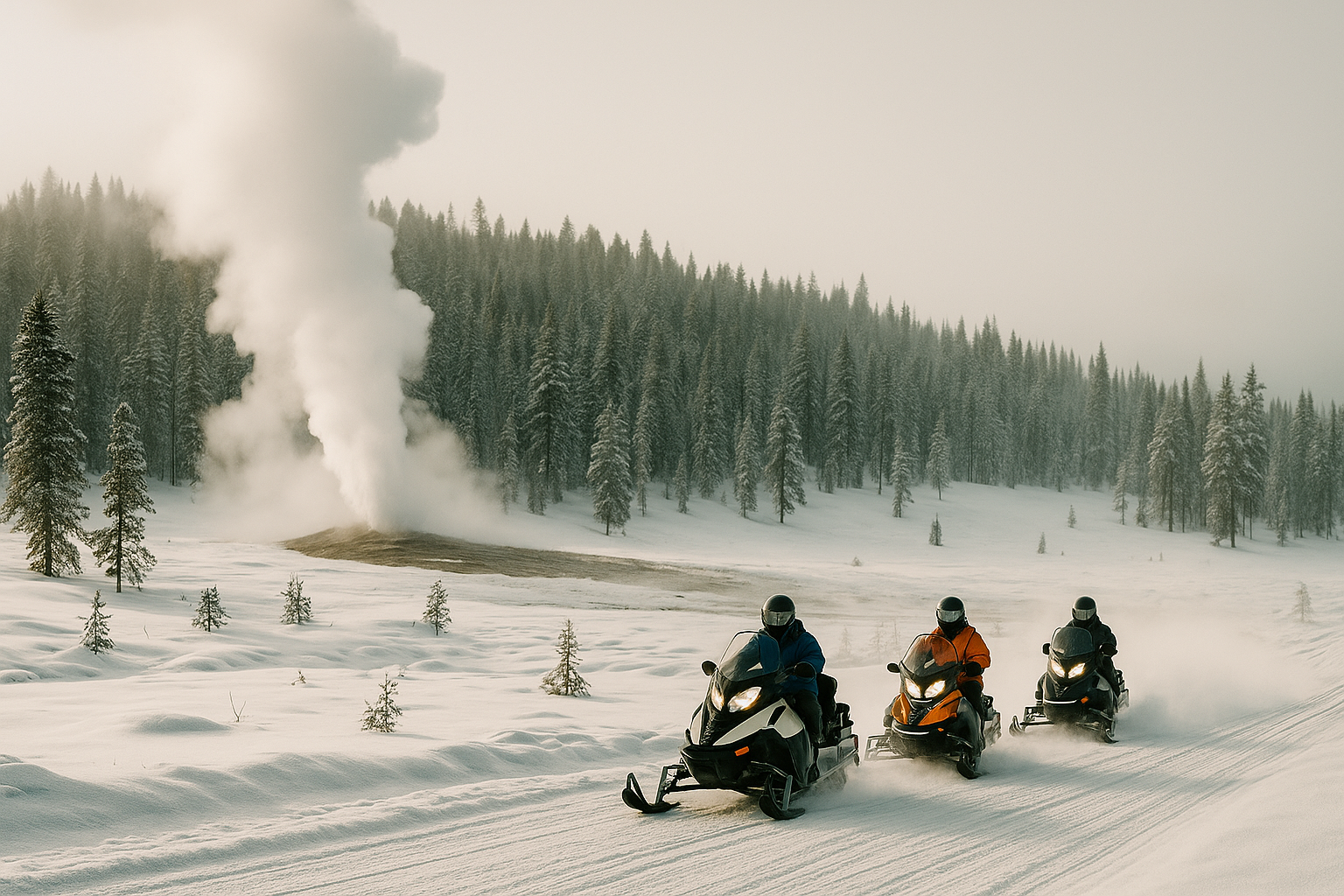 Exploring Yellowstone by snowmobile — the only way to reach hidden wonders in winter.